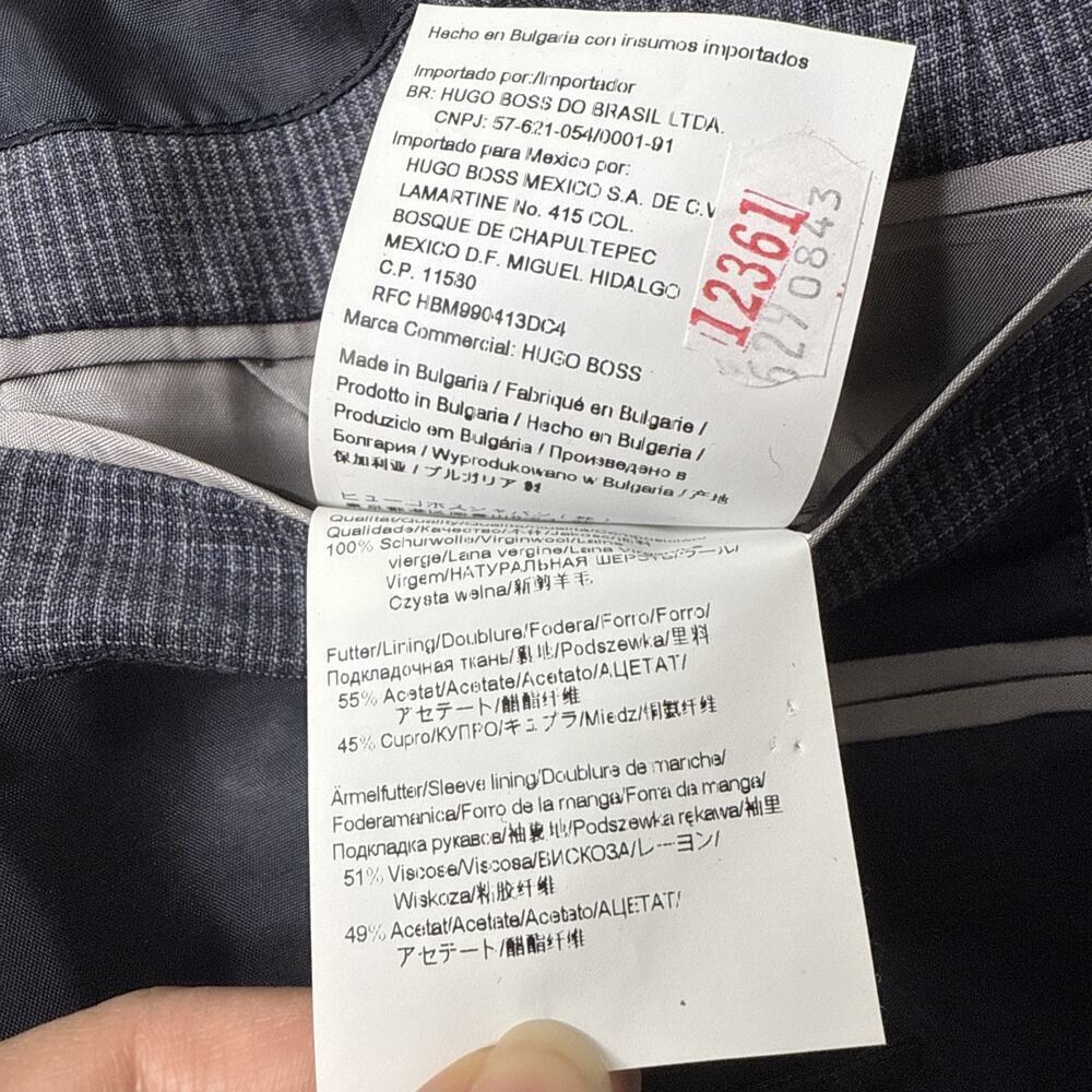 Hugo Boss Wool 42R Lanificio Tesse Super 100 Gray Plaid Blazer Sport Coat Suit - Picture 12 of 14